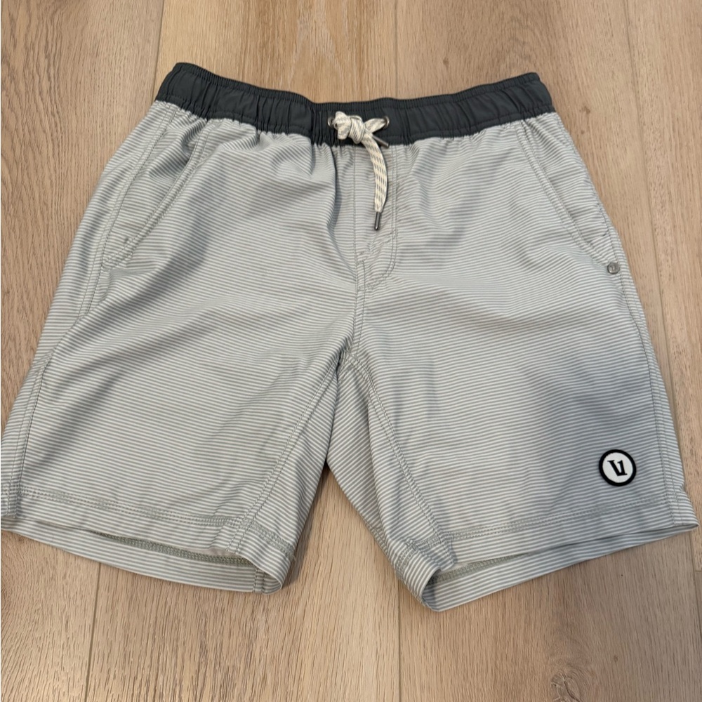 Vuori Gray & White Striped Shorts